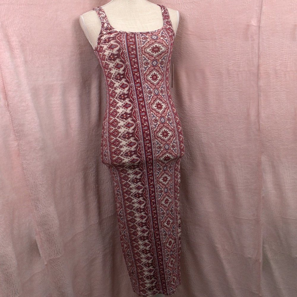 Billabong Scarf Print Red Midi Tank Top Dress